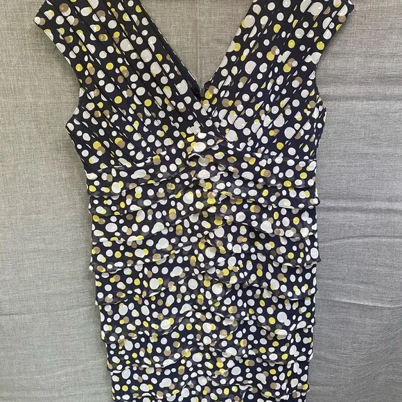 Adrianna Papell Black and Gold Polka Dot Dress